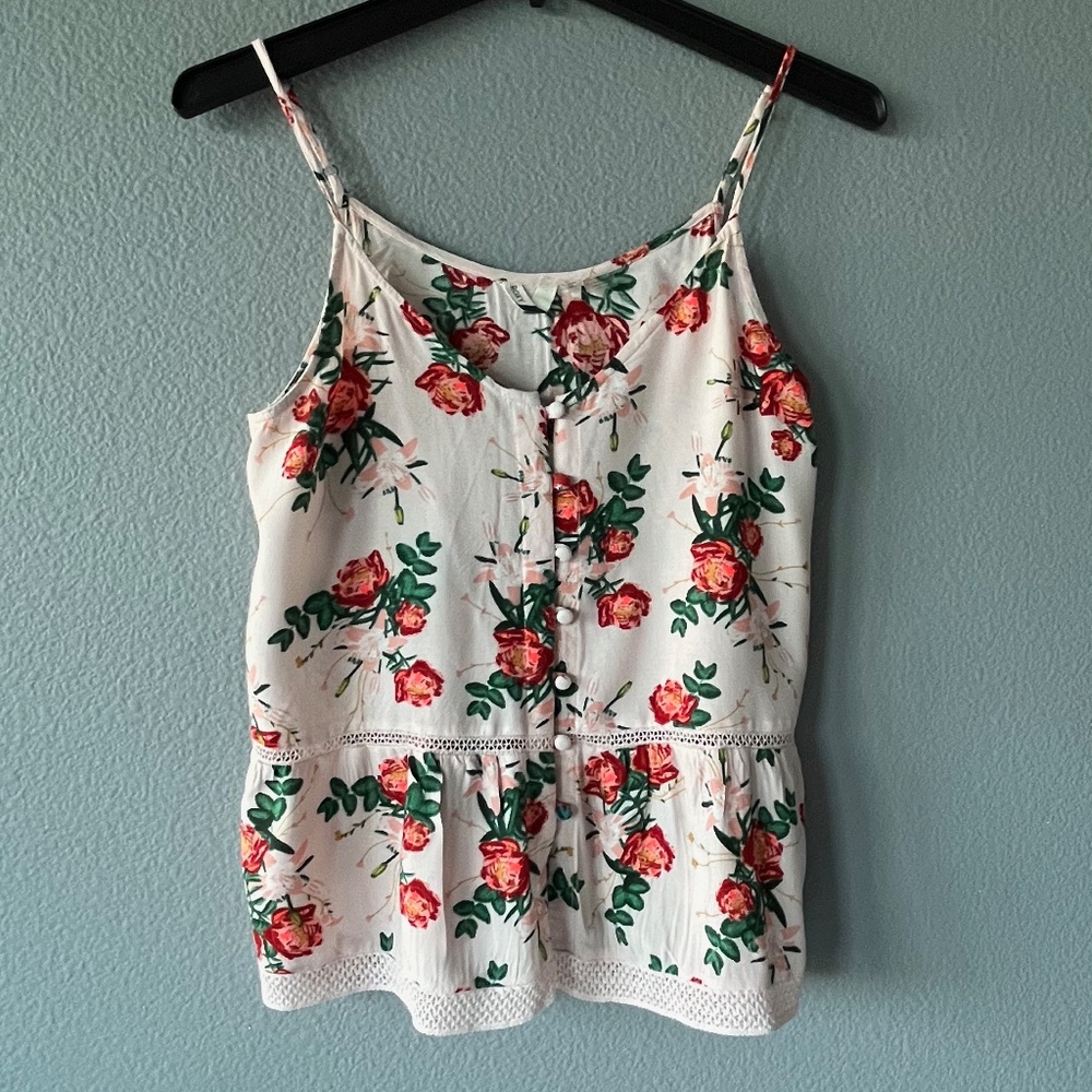 Roxy White Floral Sleeveless Top